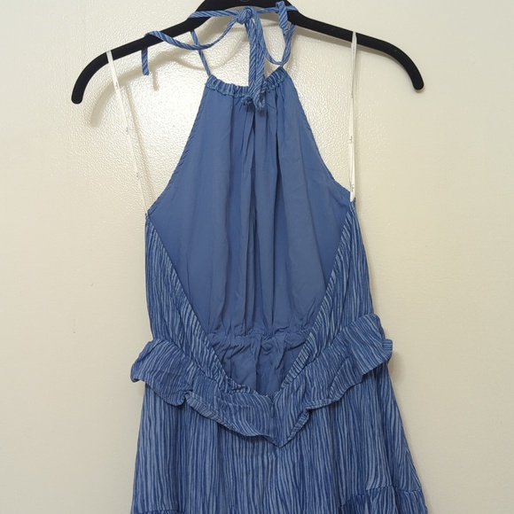 LuLu's Blue ruffled halter Mini dress - Never Worn - Picture 3 of 5